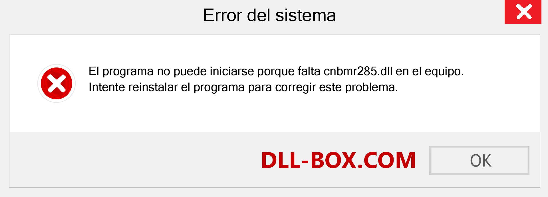 ¿Falta el archivo cnbmr285.dll ?. Descargar para Windows 7, 8, 10 - Corregir cnbmr285 dll Missing Error en Windows, fotos, imágenes